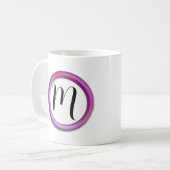 Tasse à café rose cercle Monogramme (Devant gauche)