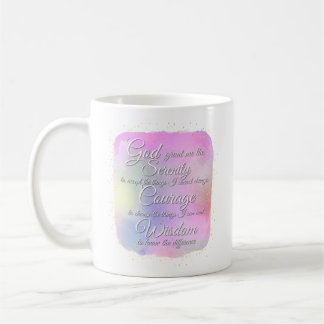 Tasse à café rose et or Prière de sérénité