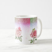 Tasse à café Rose Pailletée et Papillon (Devant droit)