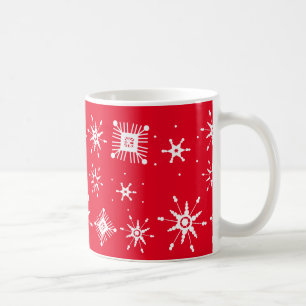 Tasse à café rouge géométrique mélange de flocons