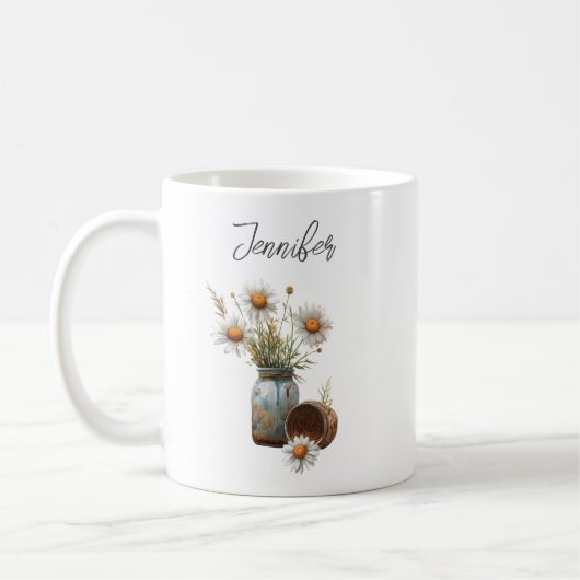 Tasse à café rustique fleur de marguerite d'avril (Gauche)