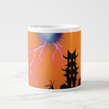Tasse à café silhouette de château effrayant - Est