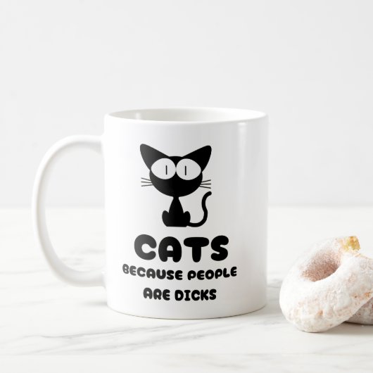 Tasse à café Snarky Cat - Introverti drôle (Avec donut)