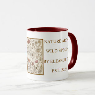 Tasse à café sur le thème botanique rouge de l'Aca