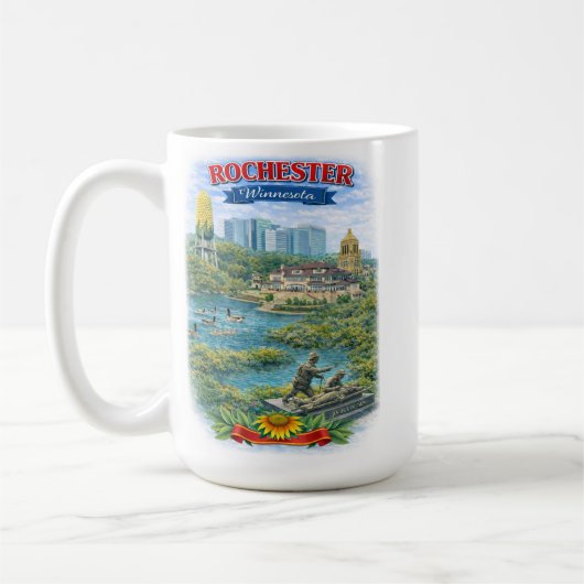 Tasse à café sur les monuments de Rochester MN Min (Gauche)
