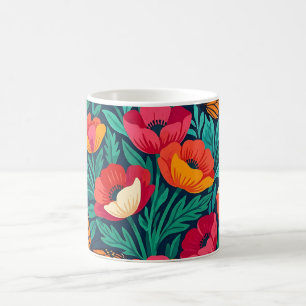 Tasse à café sur les Pavots Indiens Papillons Abst