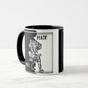 Tasse à café tigre noir et blanc