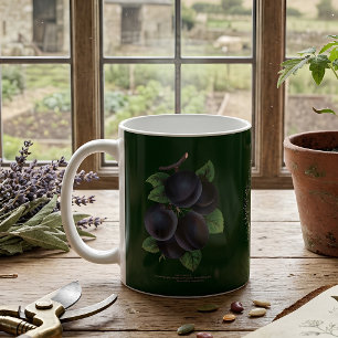 Tasse à café vert foncé plum botanique vintage