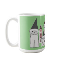 Tasse à café verte de 445ml avec famille de gnomes