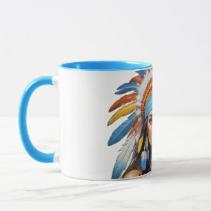 Tasse à café Vibrante Reine Tribale Coiffe à Plu