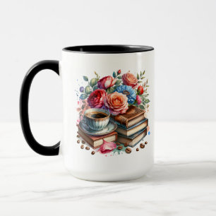 Tasse à café vintage Rise and Shine et fleurs