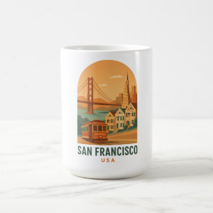 Tasse à café vintage San Francisco Rétro Or