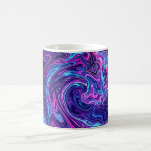Tasse à café violet cosmique avec vague océanique