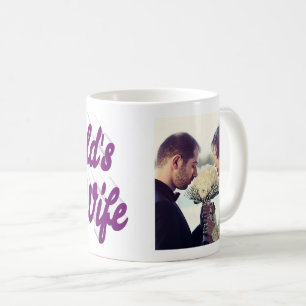 Tasse à café violette avec photo de femme