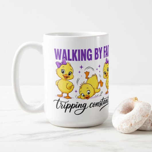 Tasse à café Walking By Faith Ducks (Avec donut)