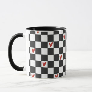 Tasse à carreaux noir et blanc Esthétique modern