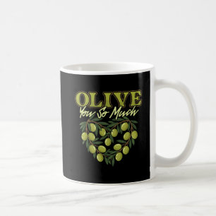 Tasse à cœur avec jeu de mots drôle sur l'olive «
