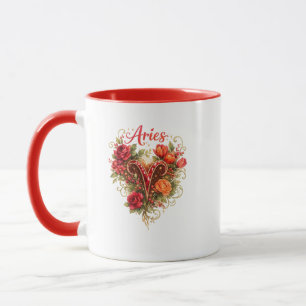 Tasse à cœur floral du zodiaque Bélier – Astrologi