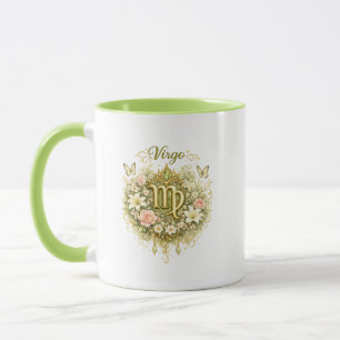 Tasse à cœur floral du zodiaque Vierge – Astrologi