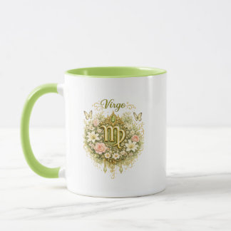 Tasse à cœur floral du zodiaque Vierge – Astrologi
