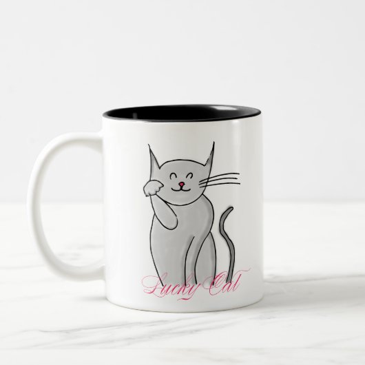 Tasse à deux tons de chat chanceux (Gauche)