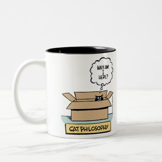 Tasse à deux tons de philosophie de chat (main (Gauche)
