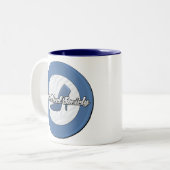 Tasse à deux tons de société bleue de talon (Devant gauche)