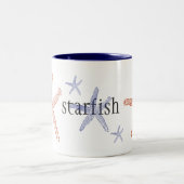 Tasse à deux tons d'étoiles de mer - bleu marine (Centre)