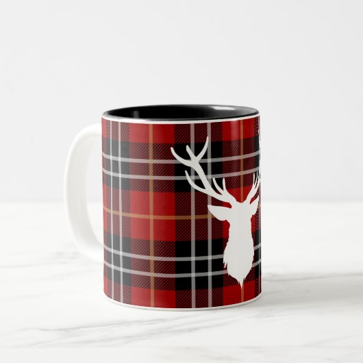 TASSE À DEUX TONS ÉLÉGANTE ROUGE DU PLAID %PIPE% (Devant gauche)