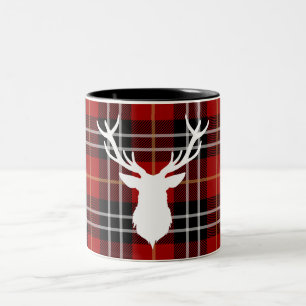 TASSE À DEUX TONS ÉLÉGANTE ROUGE DU PLAID %PIPE%
