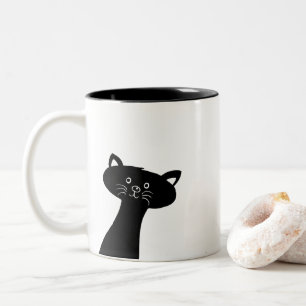 Tasse à deux tons mignonne de chat noir