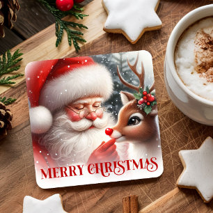 Tasse à eau Santa Rudolph Joyeux Noël Sous-verre