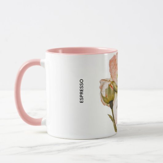 Tasse à espresso florale – Deux tons blanc et rose (Gauche)