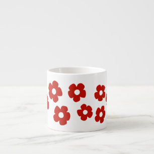 Tasse à expresso à motif de fleur rouge abstrait