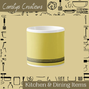Tasse à expresso contemporaine jaune citron rayée