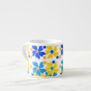 Tasse à expresso Fleurs jaunes et bleues à l'aquar