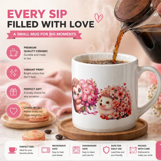 Tasse à expresso hérisson romantique mignonne – Co