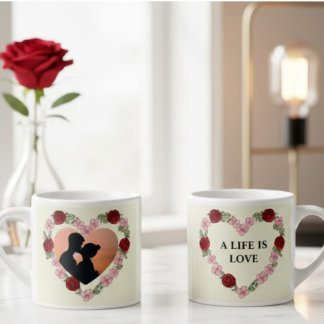 Tasse à Expresso Photo Personnalisée – Cœur Flora