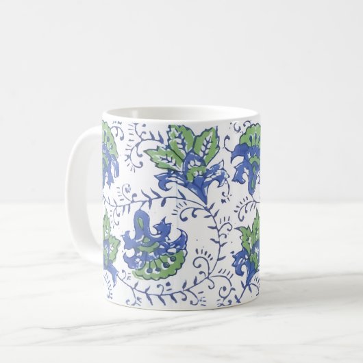 Tasse à fleurs en impression par blocage (Devant gauche)