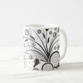 Tasse à fleurs noir-blanc (Devant droit)