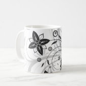 Tasse à fleurs noir-blanc (Devant gauche)