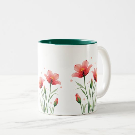 tasse à fleurs peintes (Devant droit)