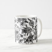 Tasse à impression de fleur sauvage noir et blanc (Devant droit)