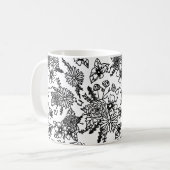 Tasse à impression de fleur sauvage noir et blanc (Devant gauche)
