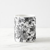 Tasse à impression de fleur sauvage noir et blanc (Centre)