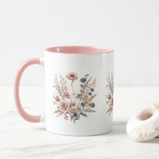 Tasse à impression florale (Avec donut)
