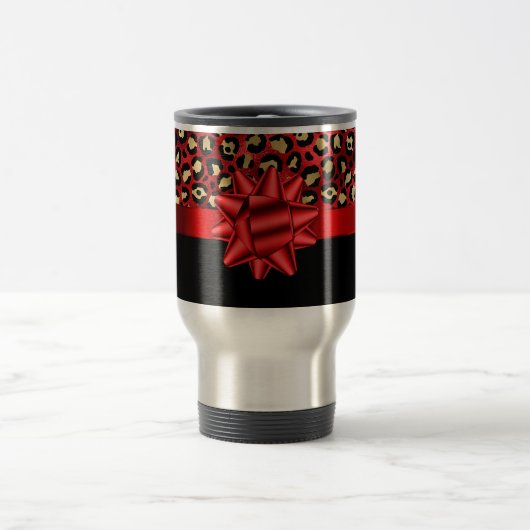 Tasse à impression léopard rouge, or et noir avec (Centre)
