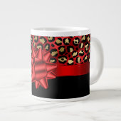 Tasse à impression léopard rouge, or et noir avec (Devant droit)