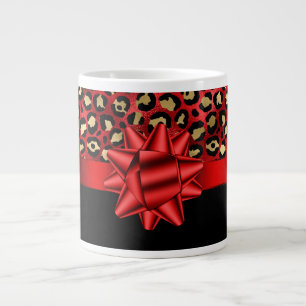 Tasse à impression léopard rouge, or et noir avec