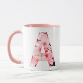 Tasse à initiale A florale | Nom et traits personn (Gauche)